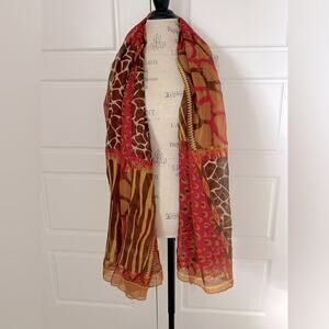 Bongo animal print giraffe brown red scarf